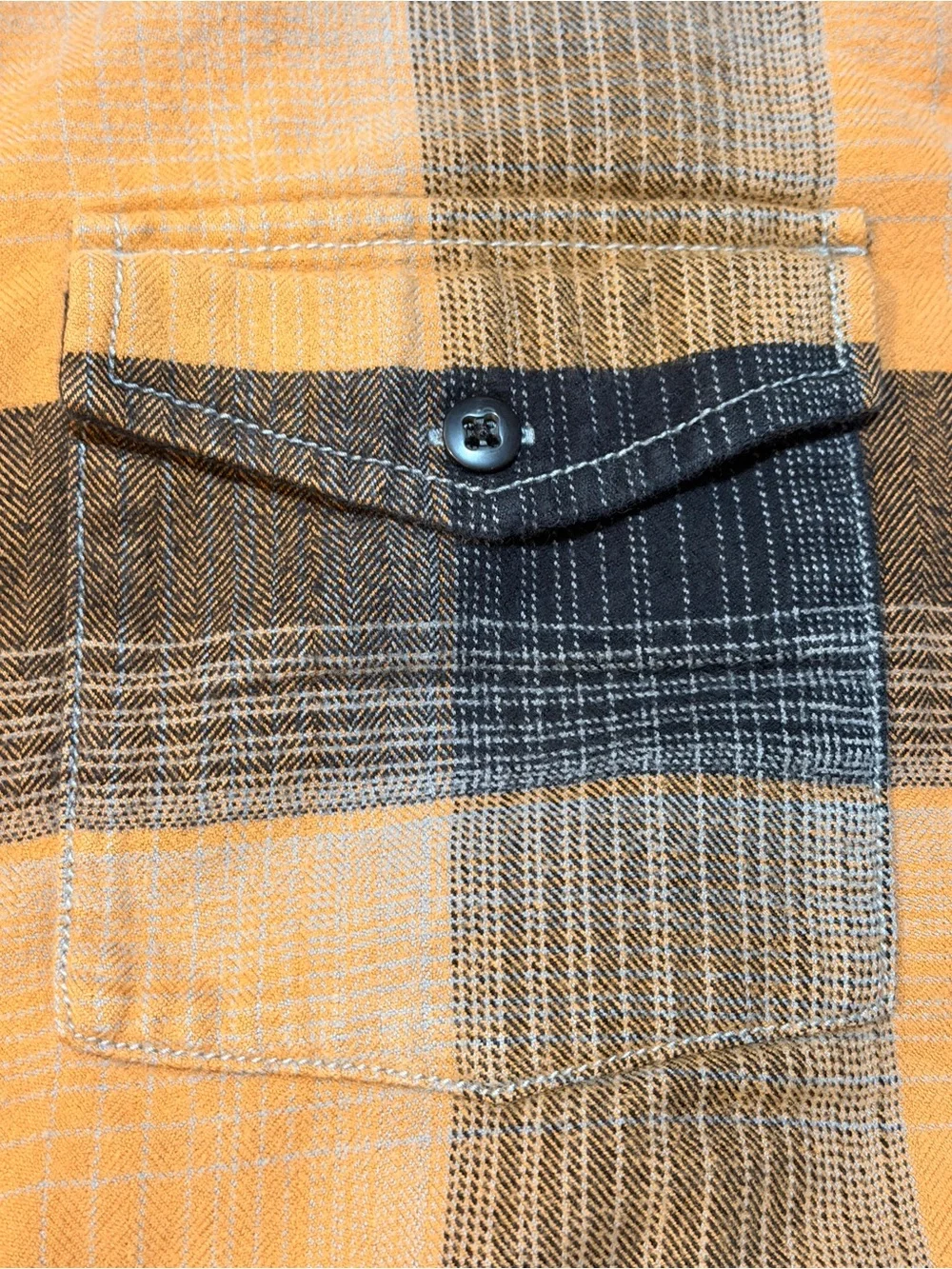 The North Face Orange and Black Plaid Button-Down Shirt Size M